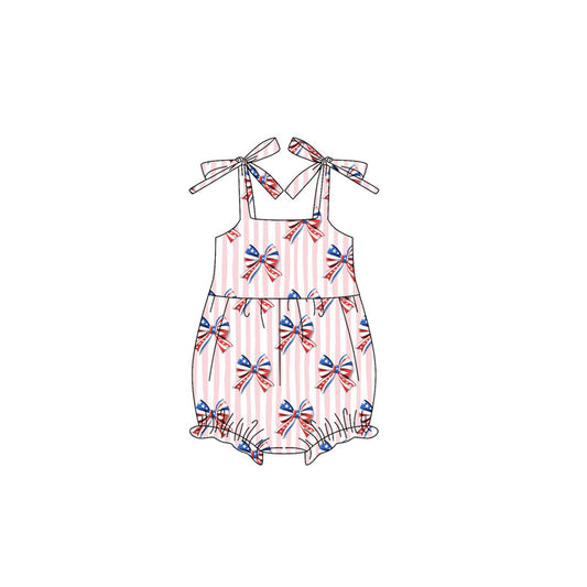 Pre-order pink stripe bows romper SR3081
