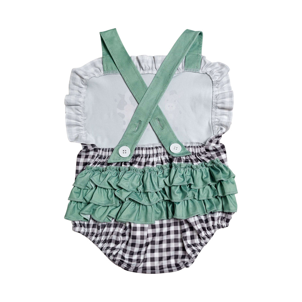 Black and white Plaid cow Print Baby Romper  SR3866
