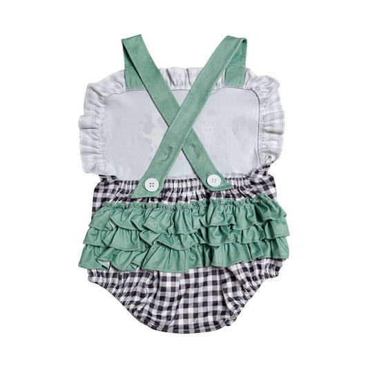 Black and white Plaid cow Print Baby Romper  SR3866