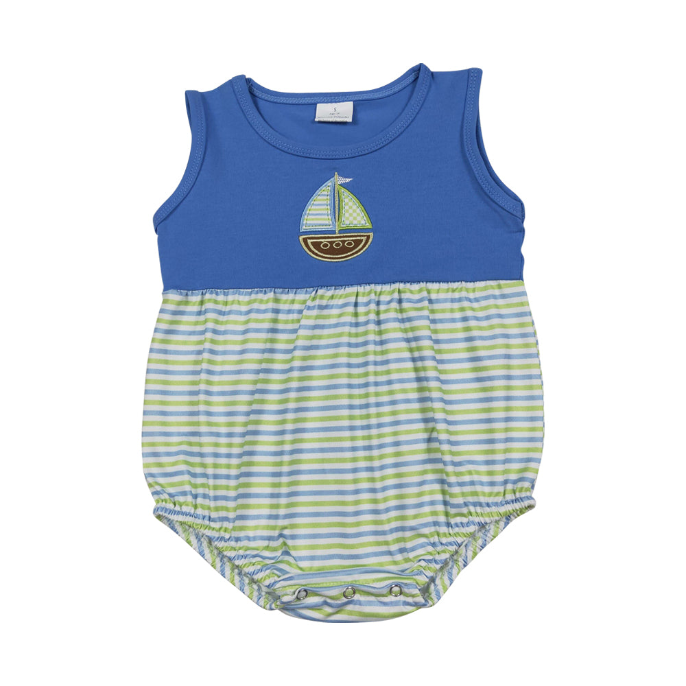Summer sailboat Embroidery Baby Romper  SR3892