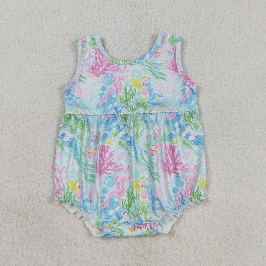 Mermaid coral sleeveless Baby Romper SR3991