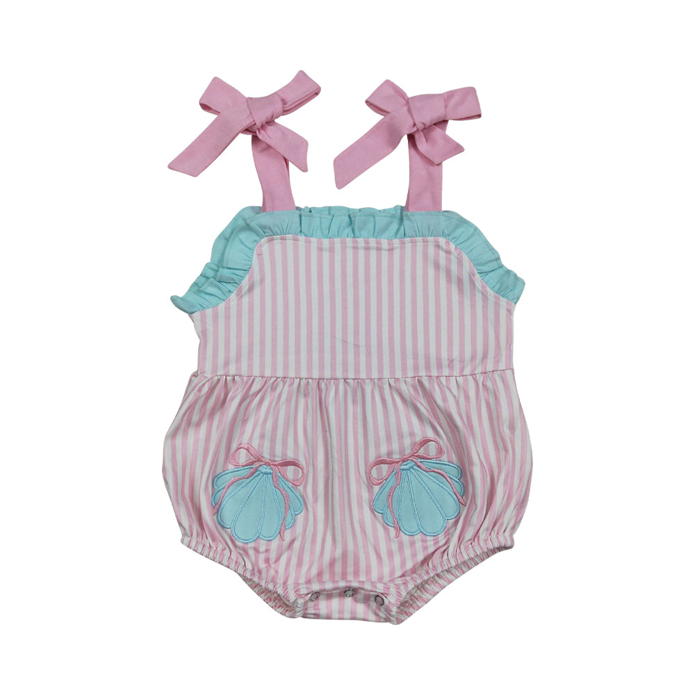 Pink Stripe Embroidered Baby Romper SR4127