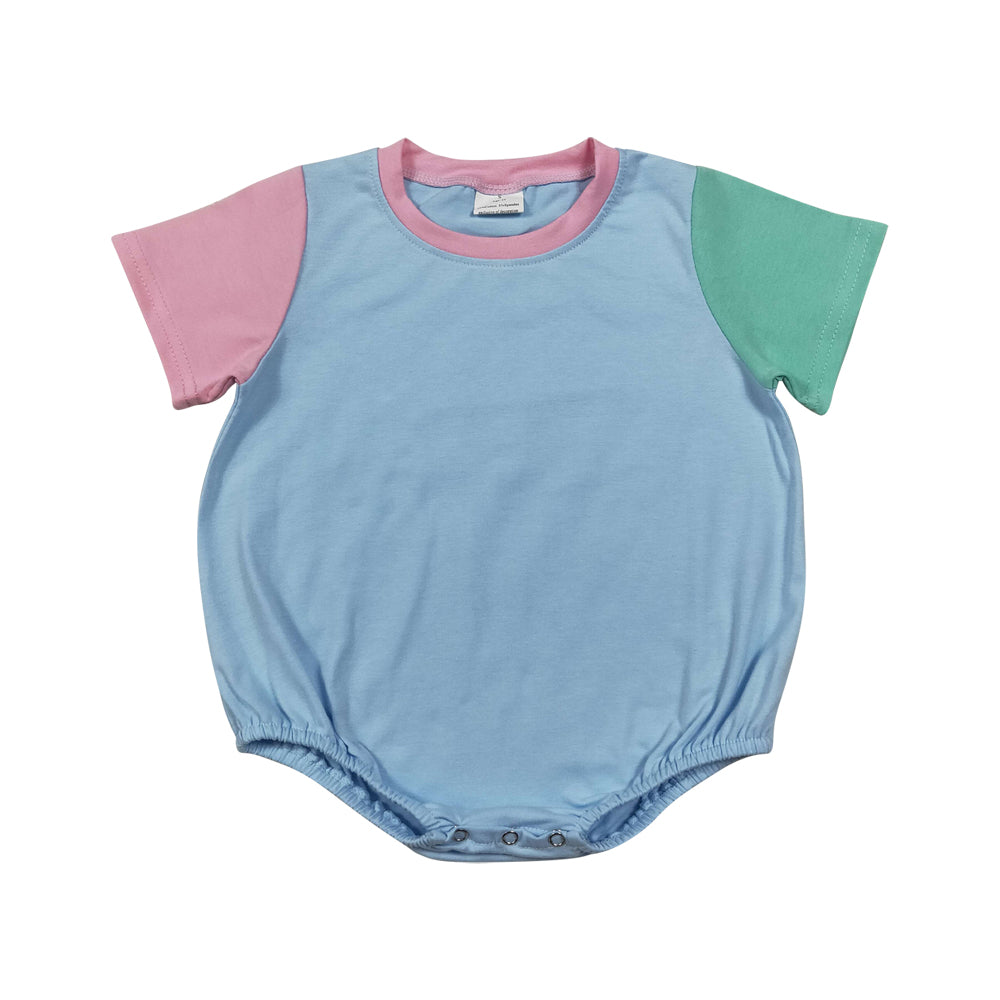 Colorful Blue Green Pink Cotton Baby Bubble Romper SR4269