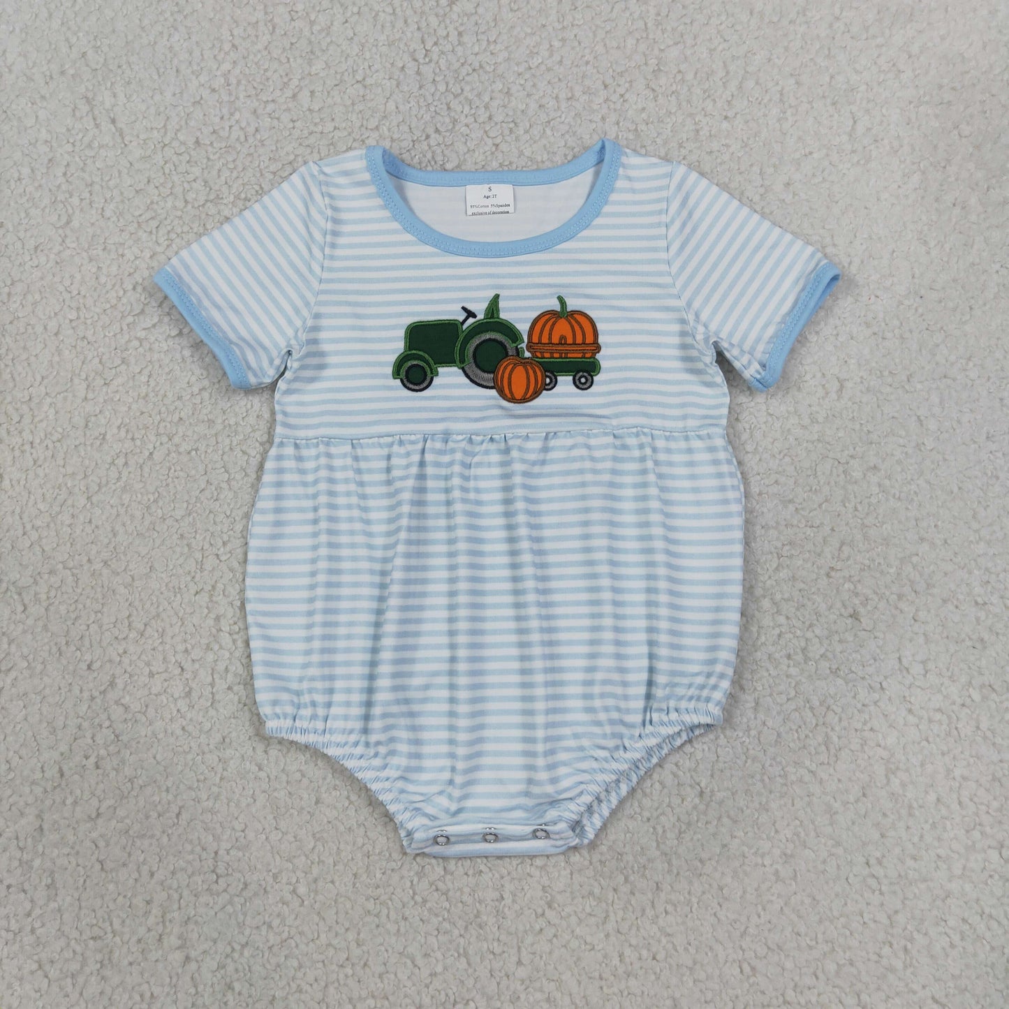 SR4286 Embroidery Fall Pumpkin Pumpkin Car Baby Boys Romper