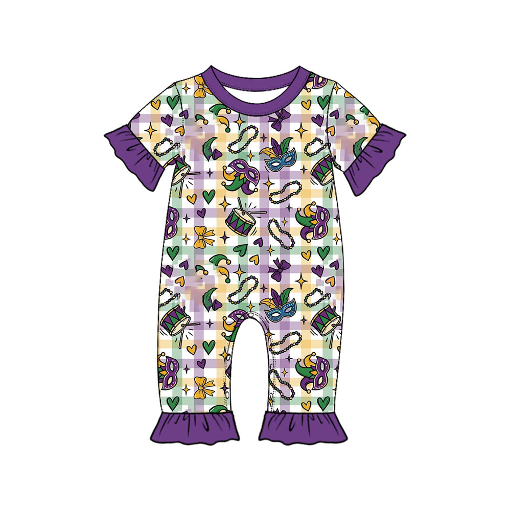 Preorder MOQ 5 pcs Each Style Mardi Gras Mask Ruffles Kids Matching Clothes