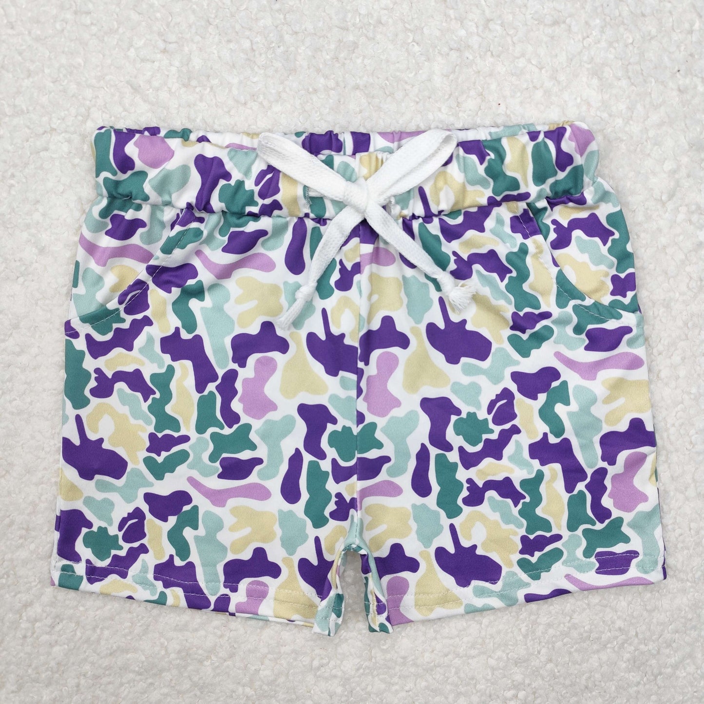 mardi gras purple green Print short swim