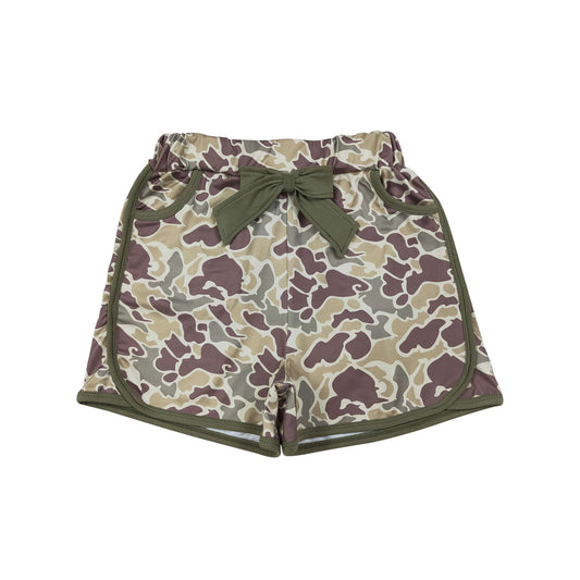 Green Camo sports Active Girls shorts SS0690