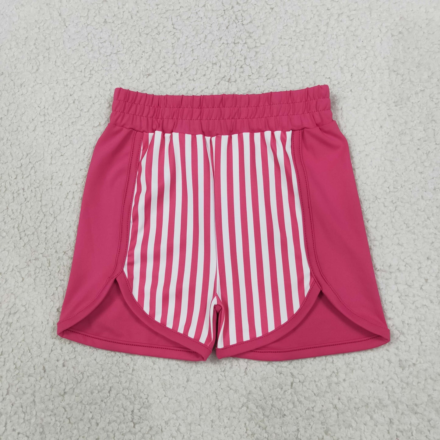 SS0949 Stripe Rose Red Yoga Girl's Shorts