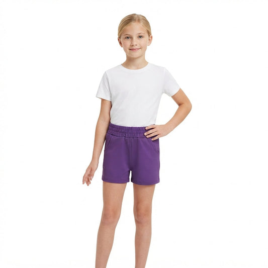 SS0958 Solid Color Purple Yoga Girl's Shorts