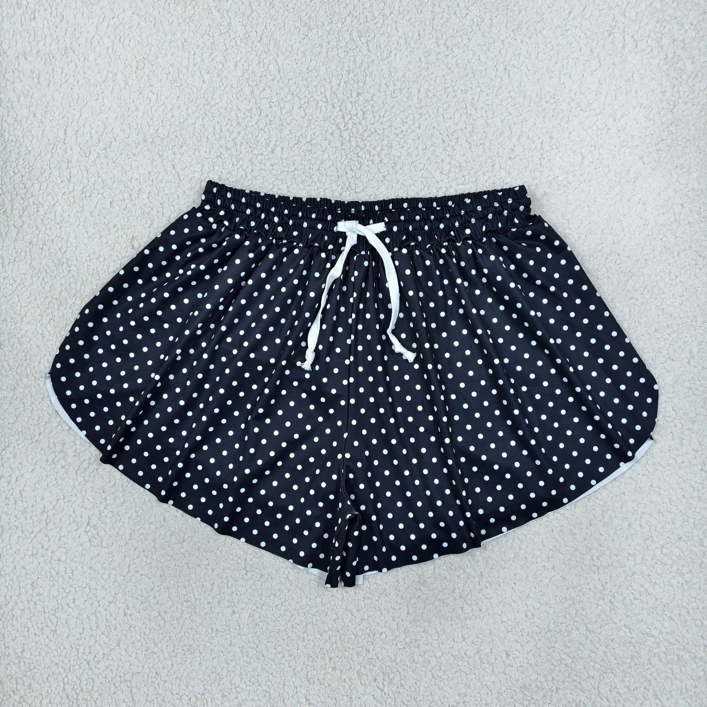 SS0975 Dots Black Yoga Adult Women Shorts