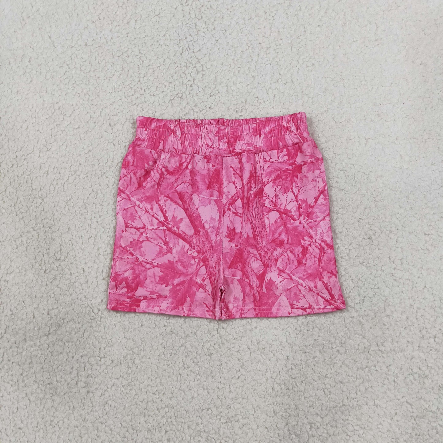SS0993 Hunting Leaves Rose Red Girl's Shorts