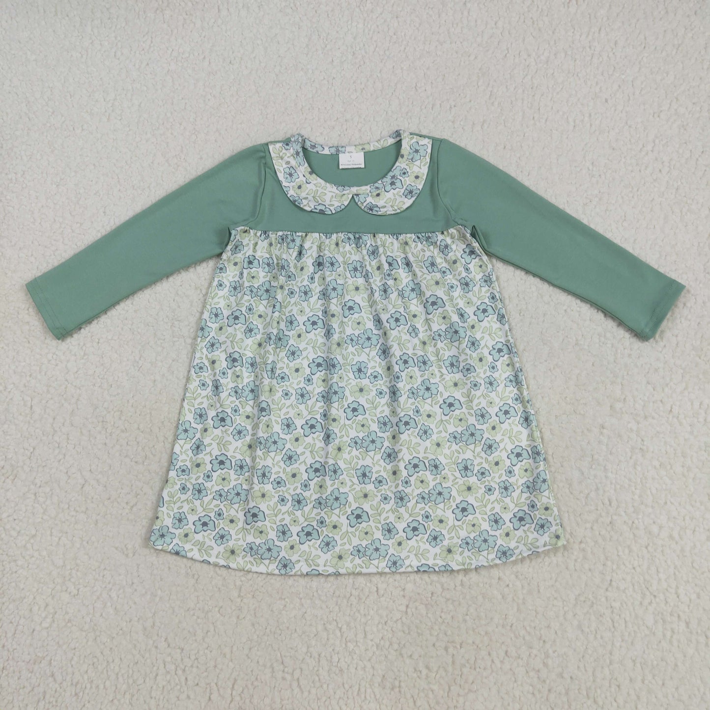blue flowers print Girls DressGLD1087
