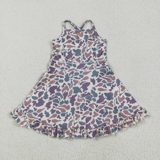 camo yoga sleeveless Dress  print girl set