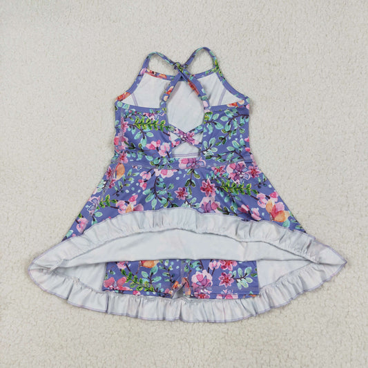 Athletic flowers Girls Blue purple Dress GSD2279