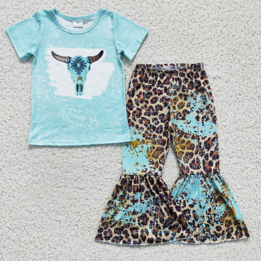 Green cattle print Boutique girl outfitsGSPO0248
