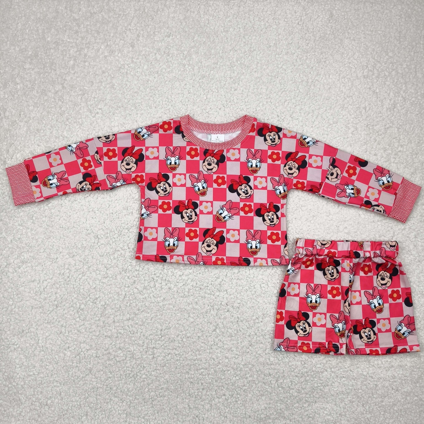 Pink cartoon long sleeve girls Suit