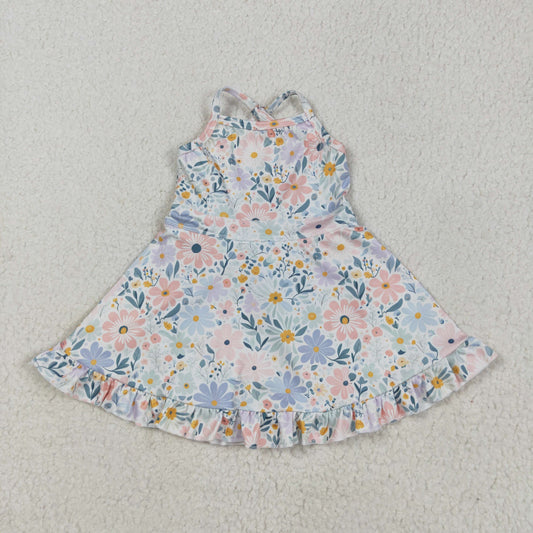 flowers yoga sleeveless Dress  print girl set