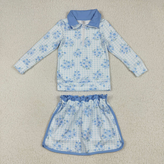 blue flowers  yoga Girls Set GLD1097