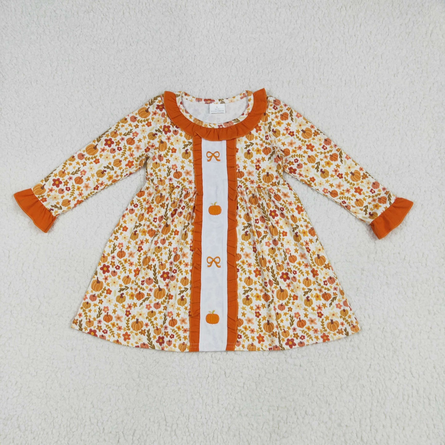 flowers pumpkin embroidery dressGLD1058