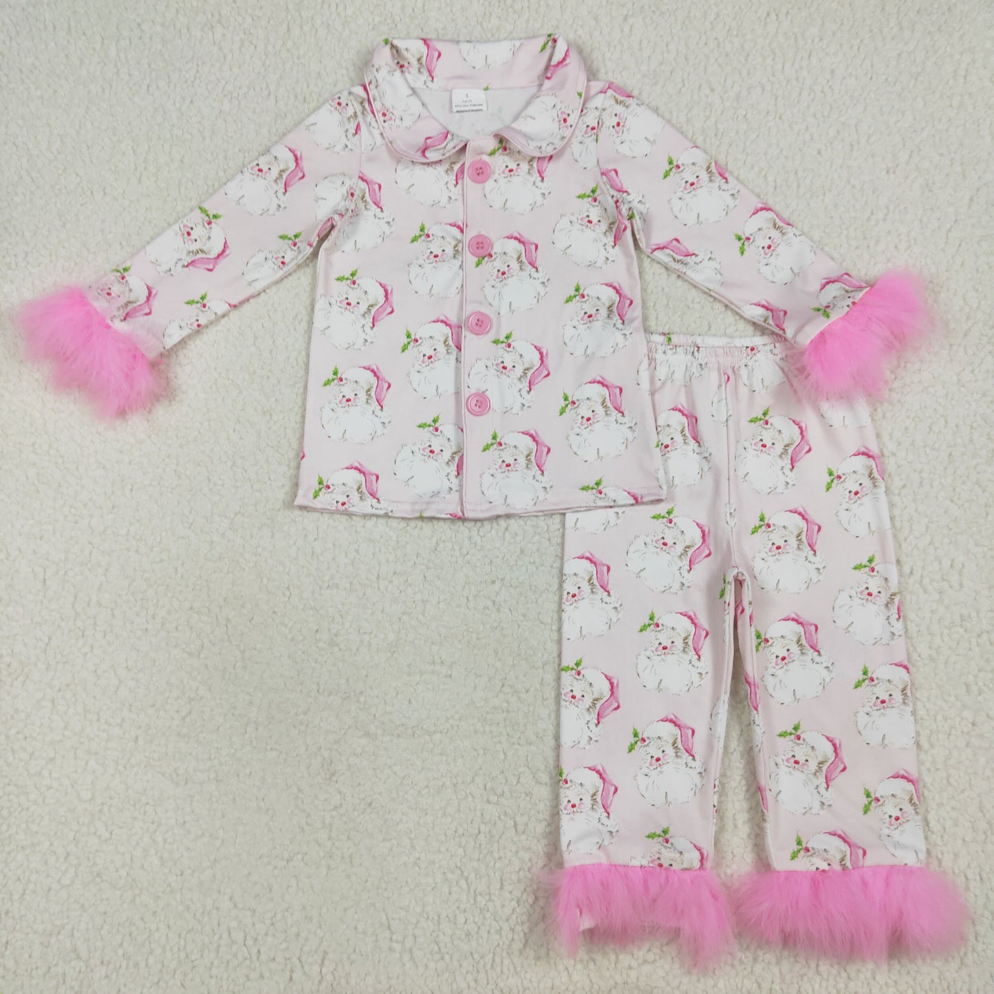 Christmas santa pink print Girls PajamasGLP2376