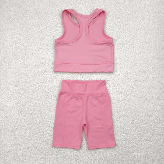 pink  yoga sleeveless girl set