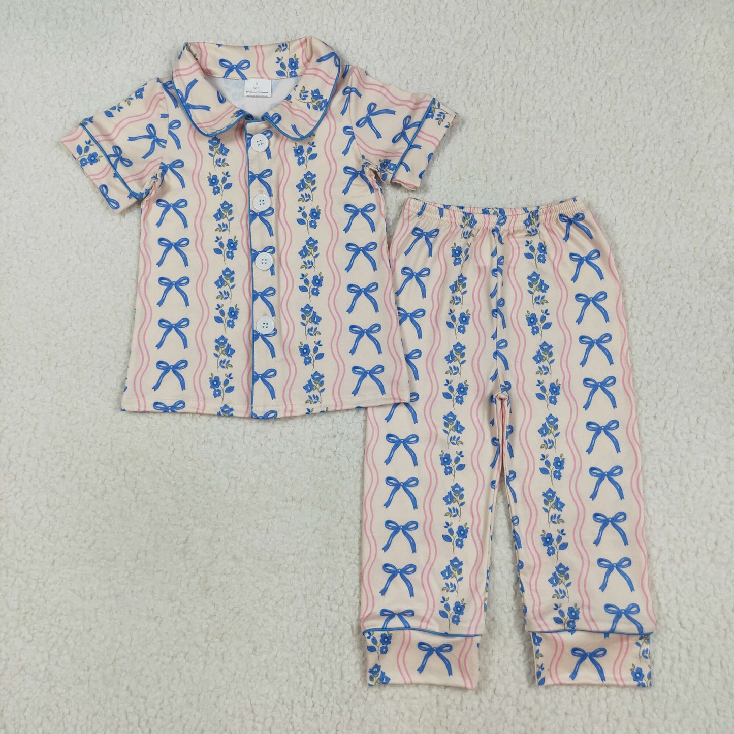 blue bows Girls Set  GSPO2050