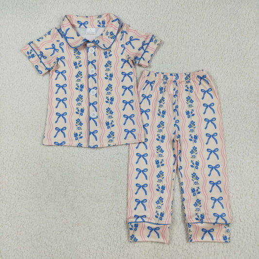 blue bows Girls Set  GSPO2050