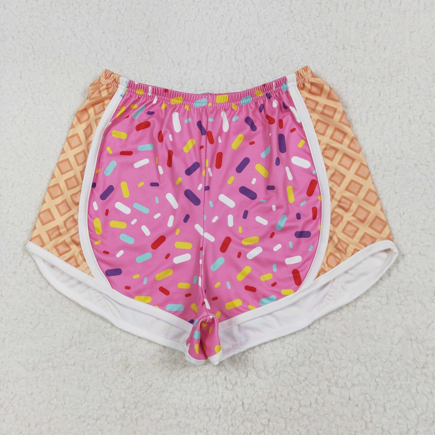 Adult Women Pink ice scream sprinkle Print yoga ShortSS0574