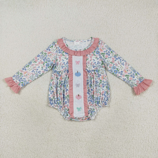 Flowers pumpkin embroidery Baby Romper LR2273