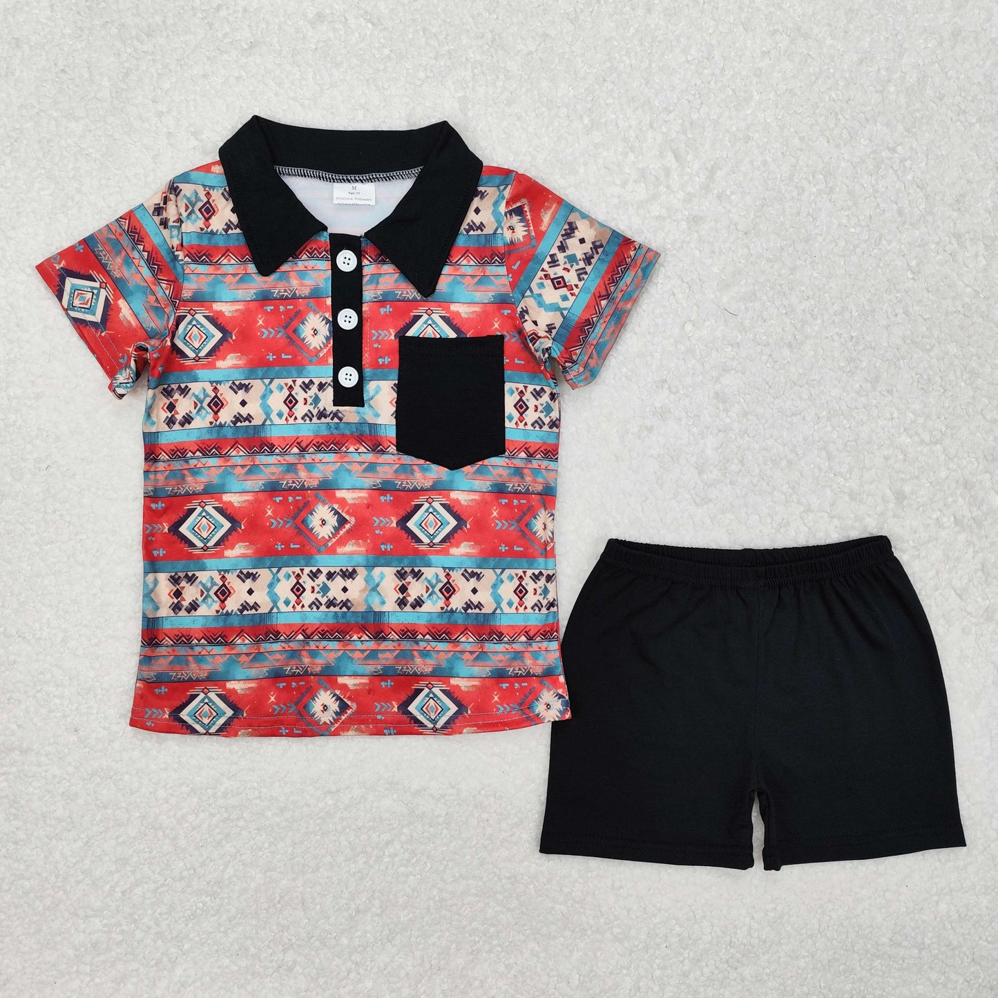 geometric pattern pocket  Suit Summer Set