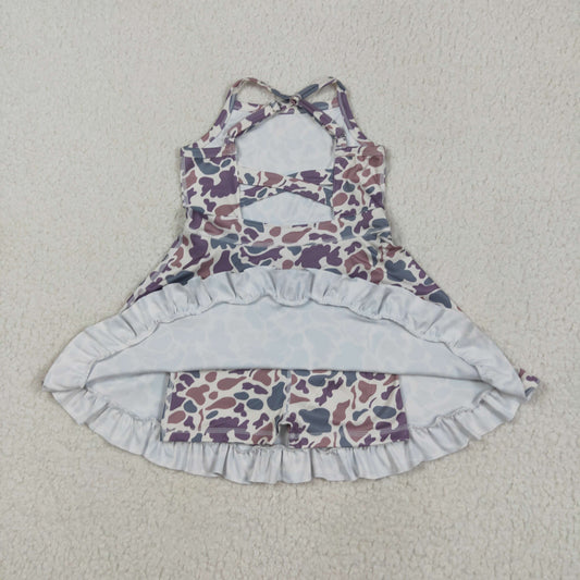 camo yoga sleeveless Dress  print girl set