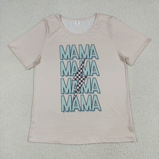 beige MAMA print short sleeve Shirt GT1019