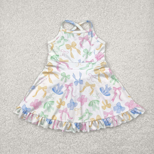 colorful bows yoga sleeveless print girl set