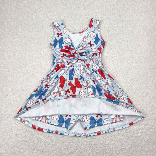 athletic Baseball bows sleeveless girls Dress