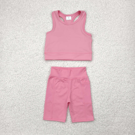 pink  yoga sleeveless girl set