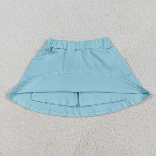 Blue solid print short yoga  skirt