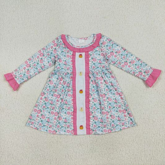flowers pumpkin embroidery dressGLD1053