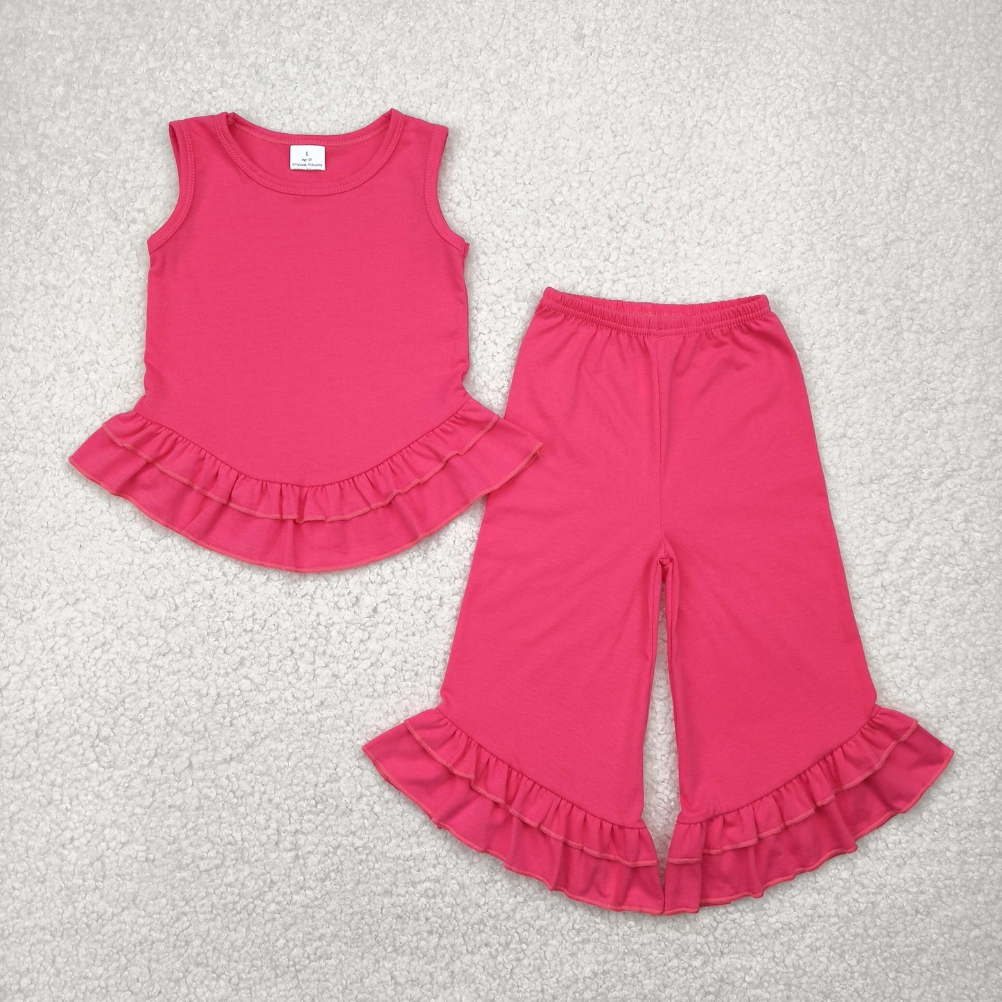 Hot pink sleeveless Girls Suit Summer Set