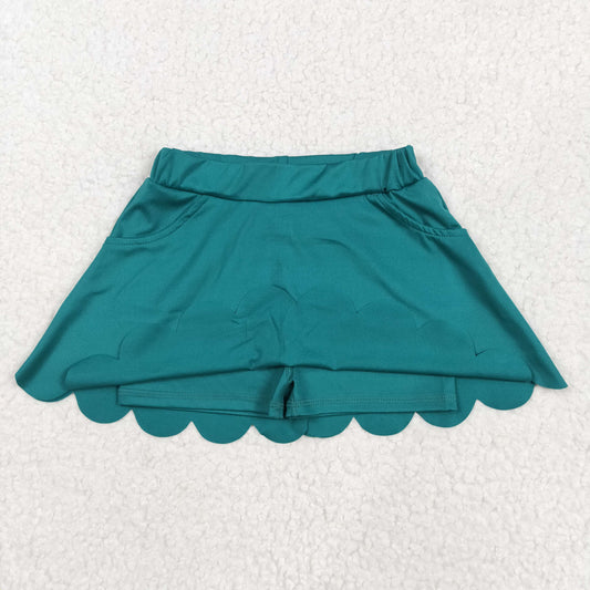Dark Green print short skirt