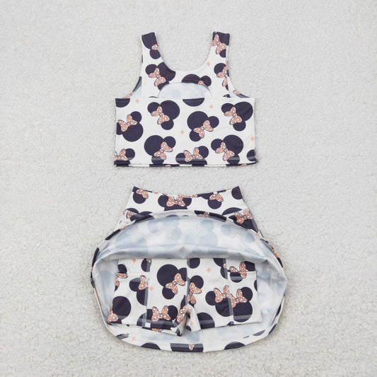 cartoon print yoga sleeveless girl set