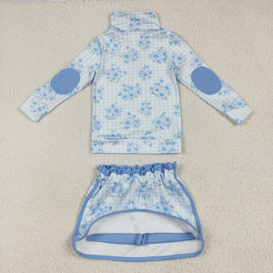 blue flowers  yoga Girls Set GLD1097