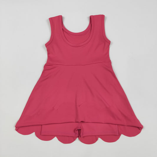 hot pink solid yoga sleeveless print girl dressGSD2352