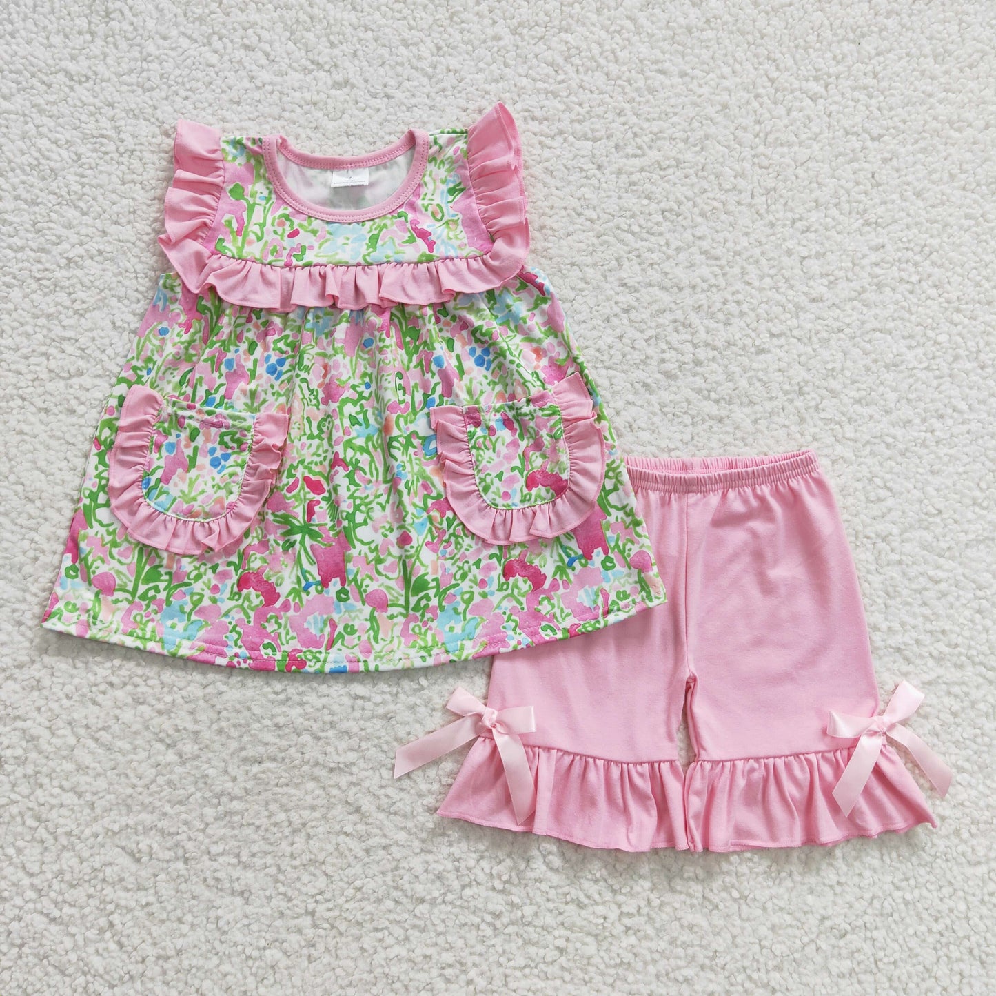 Pink Flower Girls Summer Set