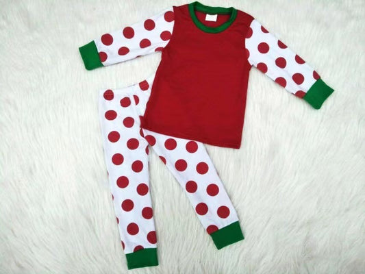 Christmas polka dot boy and girls  boutique pajamas