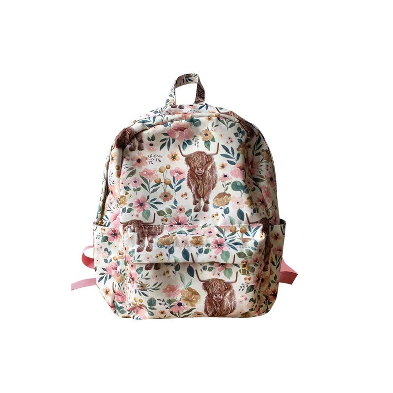 HIGHLAND COW PINK FLOWER BACKPACK