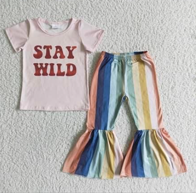 colorful striped bell pants girl outfits