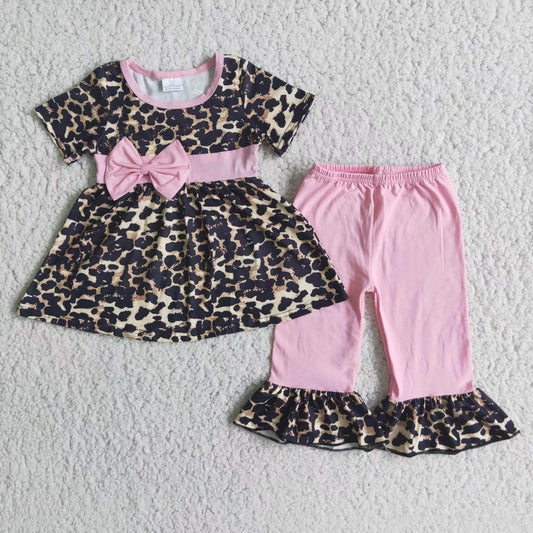 Pink Leopard Bow Summer Set