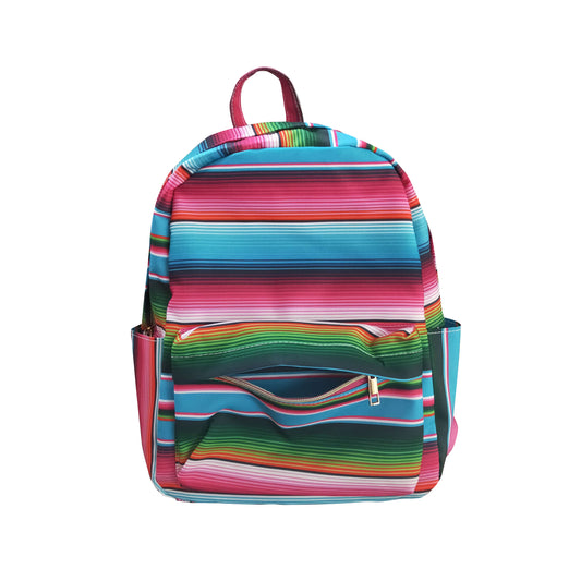 Western Blue Stripe Print BACKPACK