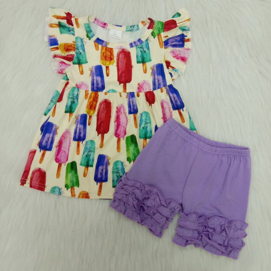 summer short Purple ice cream Boutique set