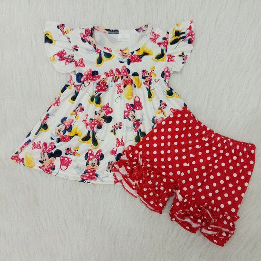 summer short Red cartoon Boutique set